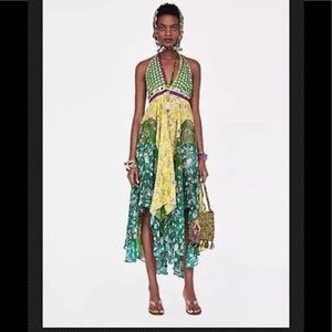 ZARA STUDIO ASYMMETRIC  PATCHWORK DRESS  SIZE M